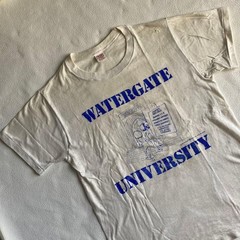 60s-70s BVD Vintage Watergate University Print T-Shirt White M
