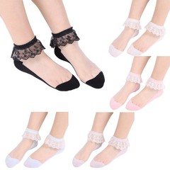 Womens Cute Lace Ruffle Socks Kawaii White Frilly Socks for Girls Ultra Thin …