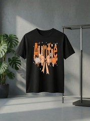 Unisex Auntie Pumpkin Coquette Bow Fall Thanksgiving Graphic Tee Family Gift