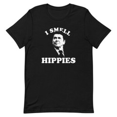 RONALD REAGAN I SMELL HIPPIES Republican Politics Funny Unisex T-Shirt