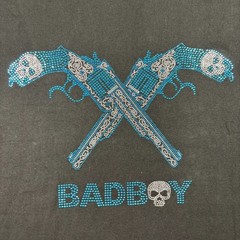 Deluxe by LG Men Vintage Y2K T-Shirt Bad Boy Revolver Skull Studded 2XL K140