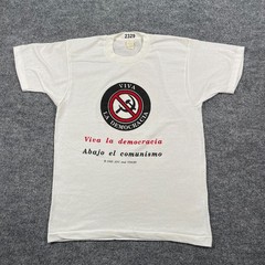 Vintage 1987 Long Live Democracy Down With Communism Shirt Medium 19×25 White
