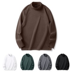 Mens Casual Half Turtleneck Long Sleeve T Shirt Loose Fit Inner Layer Top