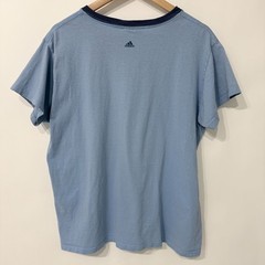 Vintage Adidas V Neck T Shirt Mens Large Blue Contrast Collar Logo Tee