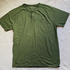 American Eagle Men’s Green Short Sleeve Athletic Fit Henley Shirt Size L