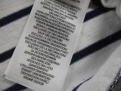 Polo Ralph Lauren Shirt Mens Medium White Navy Striped Custom Slim Fit Logo Tee