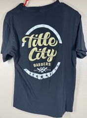 🍀 FLAW District Title City Barbershop Men’s Black Graphic T-Shirt Size S 🍀