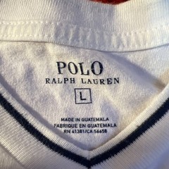 Polo Ralph Lauren V Neck White Top Navy Collar Large