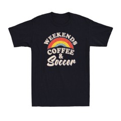 Weekends Coffee And Soccer Rainbow Funny Weekend Plans Men’s T-Shirt T-shirt
