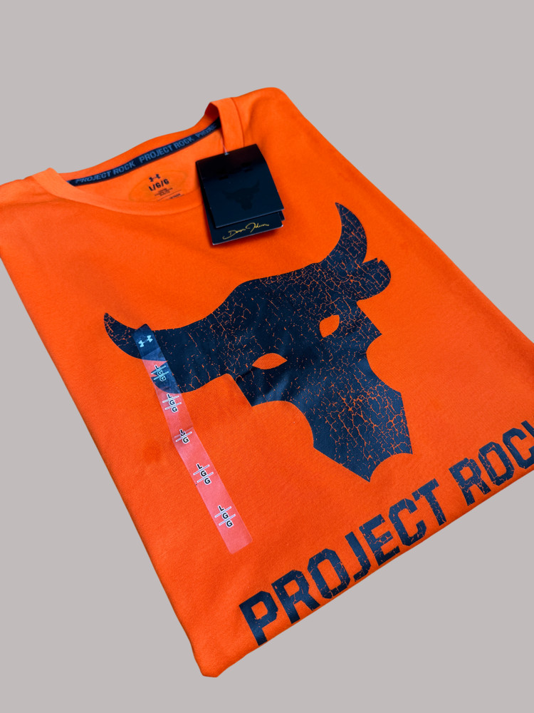 Under Armour Project Rock Brahma Bull Orange T-Shirt Men’s Sz L/ XL/ 2XL/ 3XL