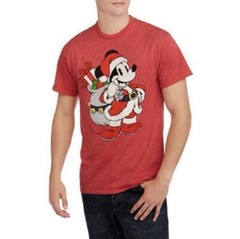 Disney Mickey Mouse Tee Santa Claus Christmas Holiday T-Shirt Men’s Size Small