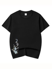 Niepce Men’s Blue Kirin Embroidery Tee Japanese Streetwear T-Shirt