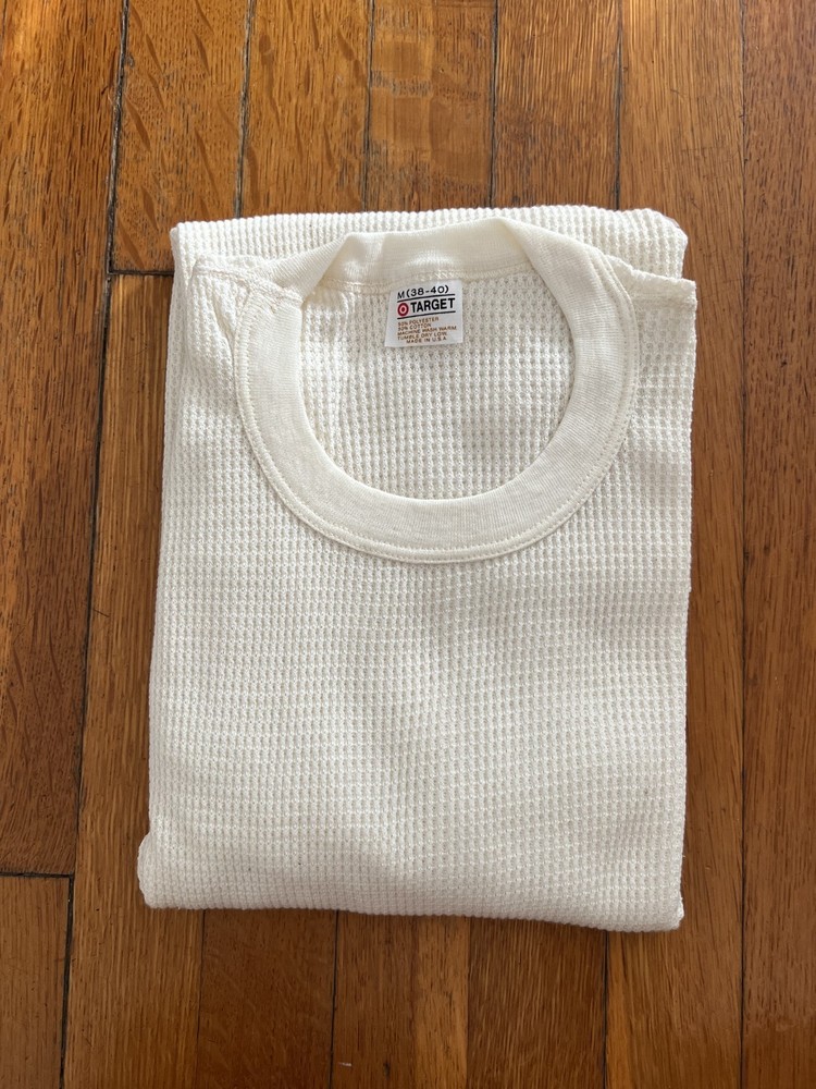Vintage NOS Target Waffle Knit Long Sleeve Thermal Shirt Mens M White USA