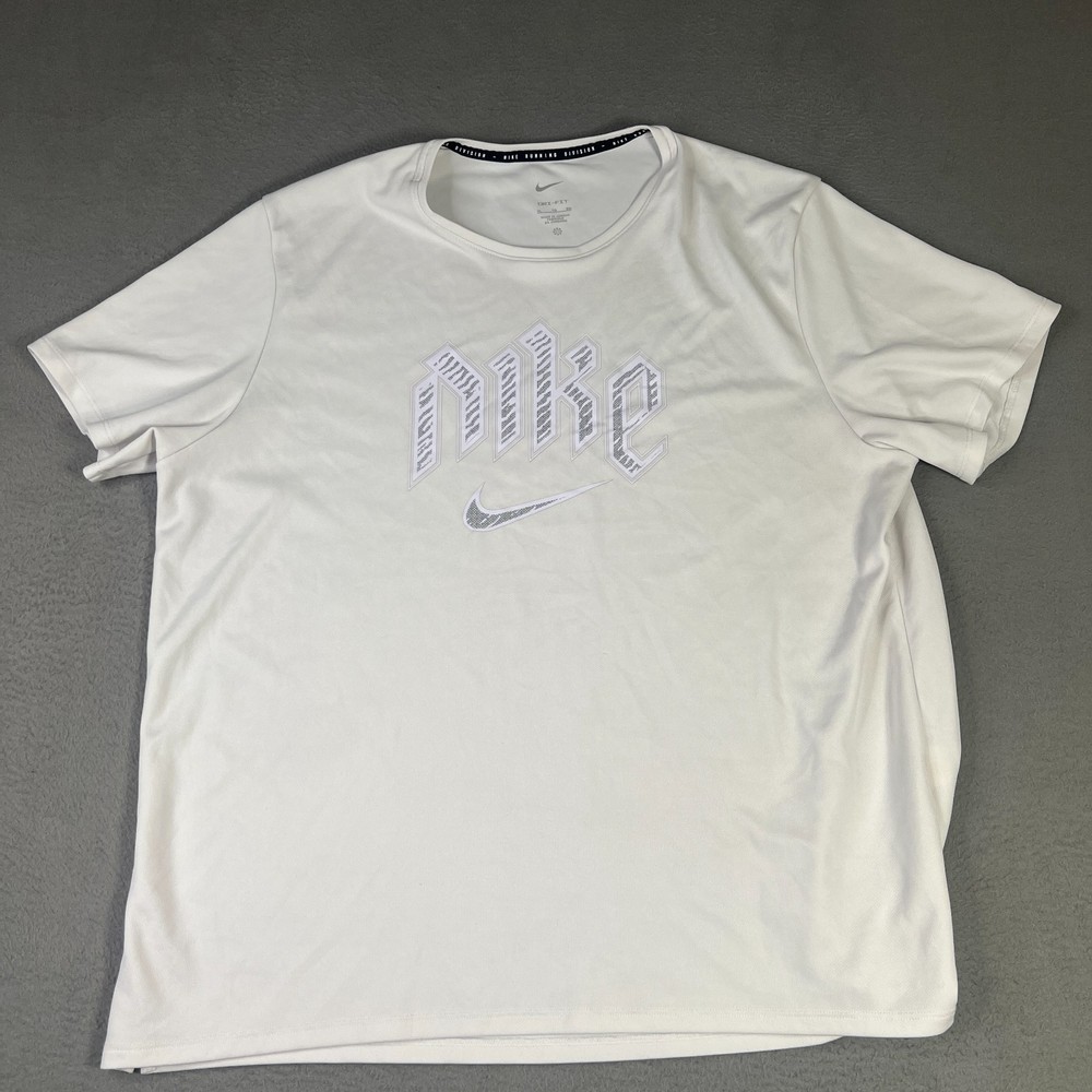 Nike Shirt Mens XL White Dri-FIT Run Division Miler Tee Athletic Running Gym