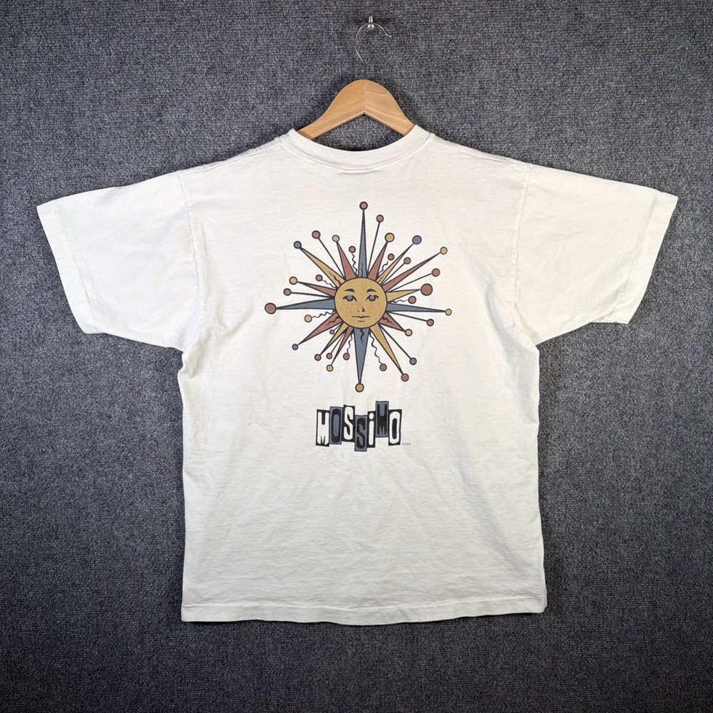 Vintage Mossimo Shirt Mens Medium White 90s Stussy Sun Abstract Art Skate Surf