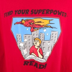Reading T Shirt Mens Size 4XL Red Find Your Superpower Read Books