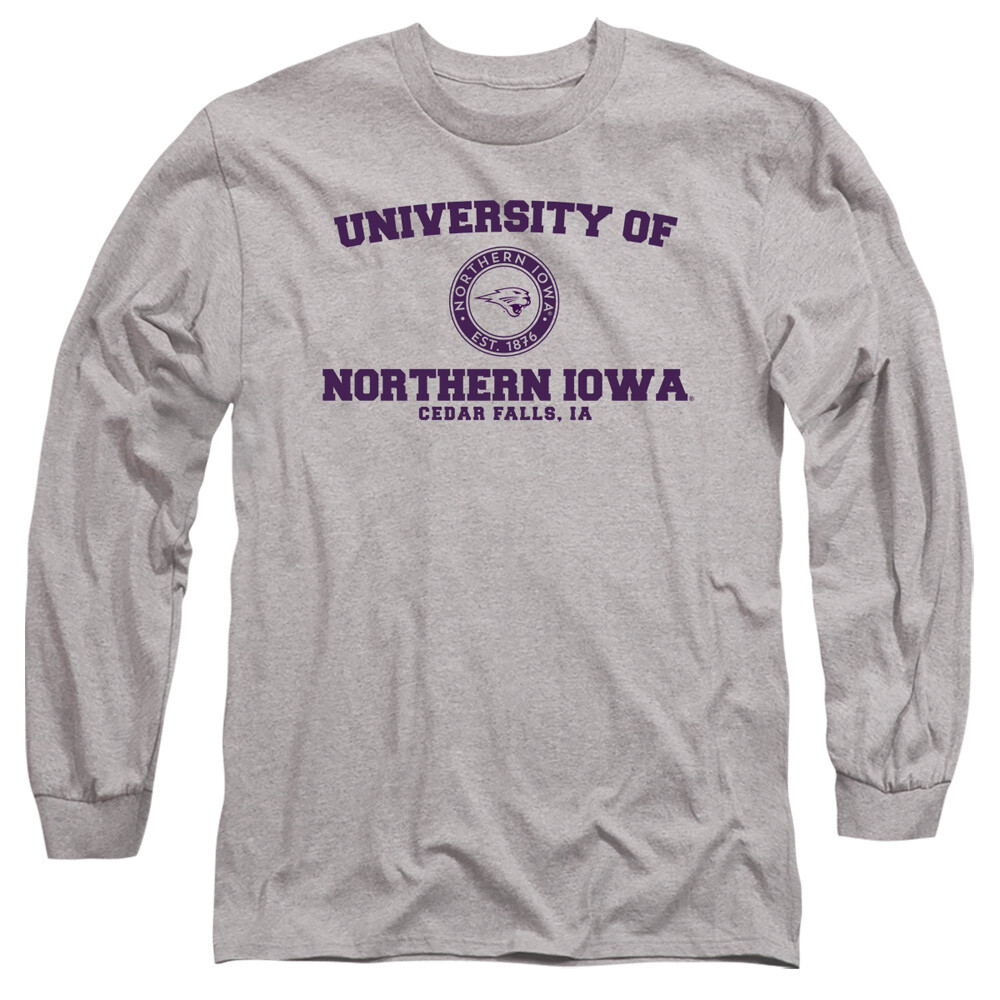 Uni of Northern Iowa Adult Long Sleeve T-Shirt Circle, Athletic Heather, S-3XL