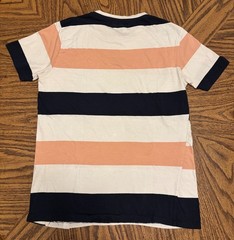 Aeropostale Men’s Medium Logo navy blue, salmon & white striped Cotton T-Shirt
