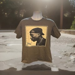 2 Pac Shirt Men Large Short Sleeve Gray Crew Neck Rap Hip Hop West Coast
