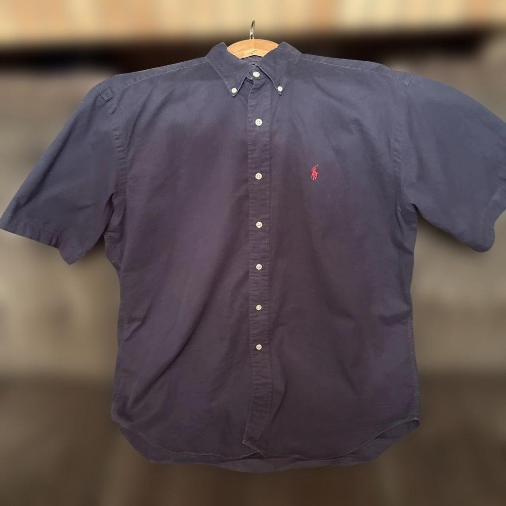 Ralph Lauren BLAKE Short Sleeve Cotton Shirt Navy L For 14Y+ Japan