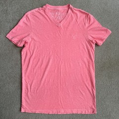 American Eagle T-Shirt Mens Medium Bright Neon Pink Coral Logo Cotton Eagle Logo
