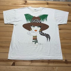 Vintage 90s Lady Glamour Art Deco Fashion Illustration Graphic T-Shirt – Large