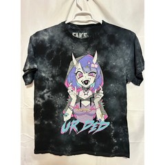 Fake Nerd UR DED Anime Girl Tie Dye Graphic T-Shirt Mens Large Black Grey
