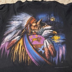Vintage 1993 3D Emblem Nature Graphic Tee Native American Chief navy size XL