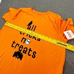 NEW Halloween Shirt Apricot/ Orange All tricks n treats Crow Bat Skull Print