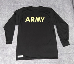 US Army APFU Long Sleeve Physical Fitness Shirt Black Gold ARMY Large Official