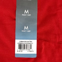 Gold Toe AquaFx Fitness Mens T-Shirt Pocket M Independence Red PreShrunk Cotton