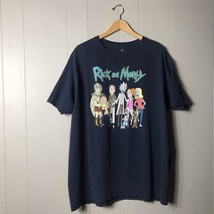 ADULT SWIM RICK AND MORTY CAST GRAPHIC T-SHIRT NAVY BLUE MENS SIZE 2X