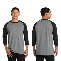 Men’s Port & Co Core Blend 3/4-Sleeve Raglan Tee Plain Blank Casual PC55RS S-3XL