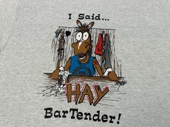 Vintage 1990s 90s Horse Hay Bartender Comic Cartoon Graphic Comedy T-Shirt M NEW