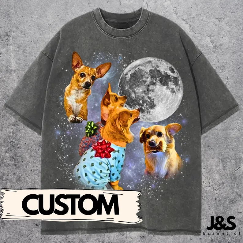 Custom Pet Portrait Comfort Tee Personalized Pet Memorial Dog Cat Lover Gift