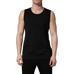 DOLCE & GABBANA T-shirt Black Cotton Sleeveless Men Tank Top IT46/US36/S 300usd
