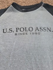 U.S. Polo Assn Mens Large Thermal Shirt Gray Black Raglan Long Sleeve NWT