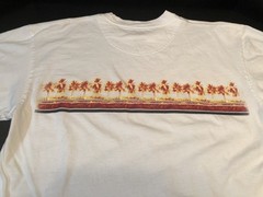 Vintage Speed-O Brand 2 Sided Printed Short Sleeve T-Shirt White W/ Multi Colors