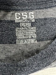 CSG Mens T-Shirt Black-Gray Striped Crew Neck Pocket Short Sleeve Size XL