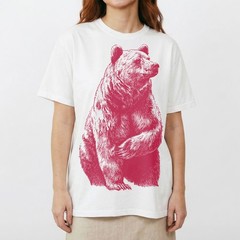 Red Grizzly Bear Silhouette Wildlife Nature T-Shirt Forest Animal Graphic Tee