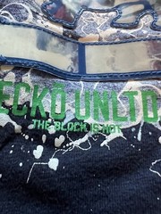 Ecko Unltd Navy “The Block Is Hot” T-Shirt Plastic Embroidered Graffiti Rhino XL