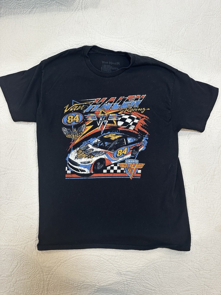 84 Van Halen Car Racing Graphic T Shirt Short Sleeve Black Cotton Men’s L