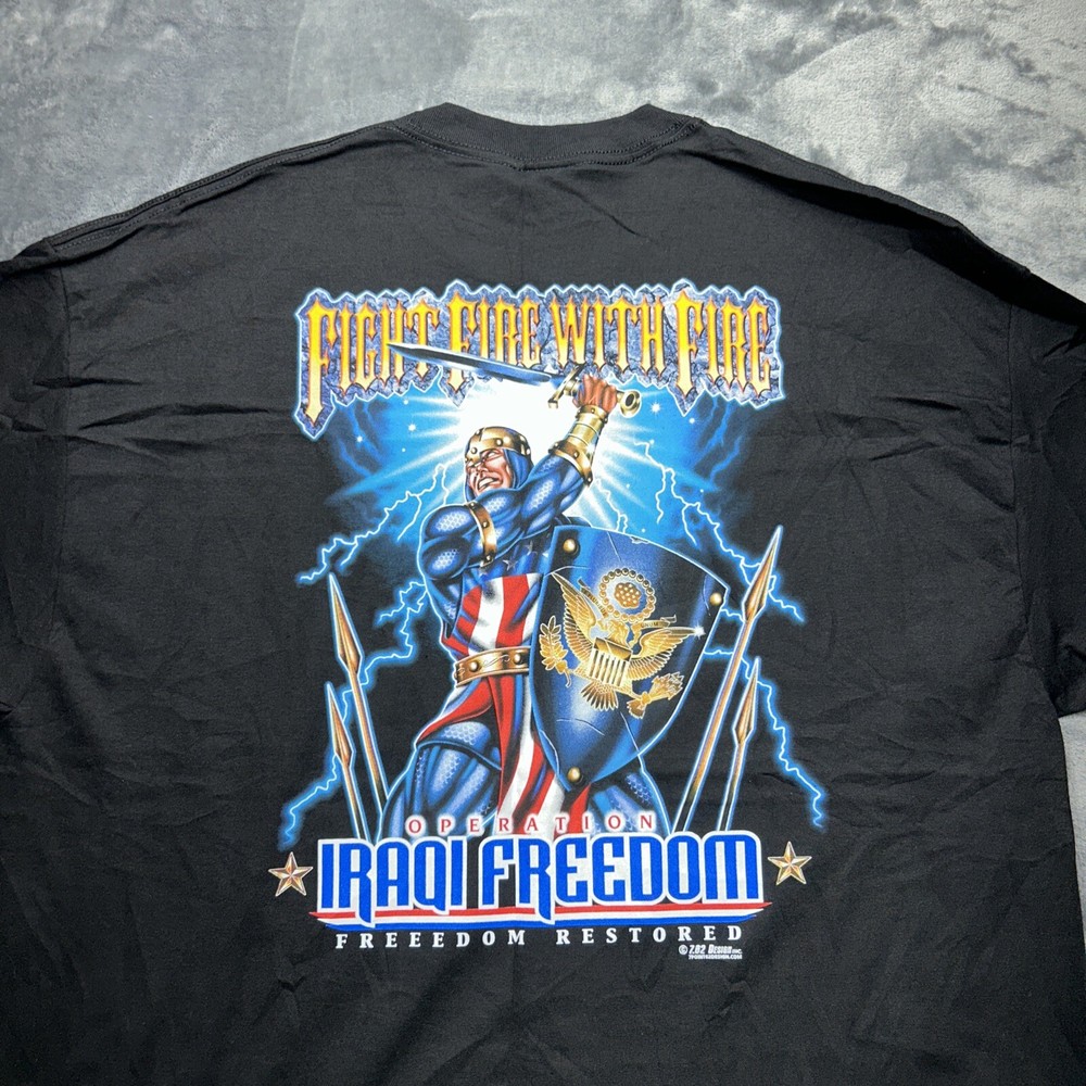 Vintage 7.62 Design T Shirt Operation Iraqi Freedom Black Freedom Restored
