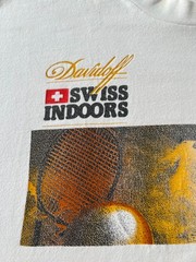 Vintage 90s Nike Davidoff Swiss Indoors Tennis White T-shirt Sz M