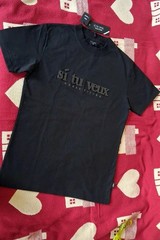 Yes Tu Veux Black T-shirt, Size M, New with Tags, Embossed Logo, 100% Cotton