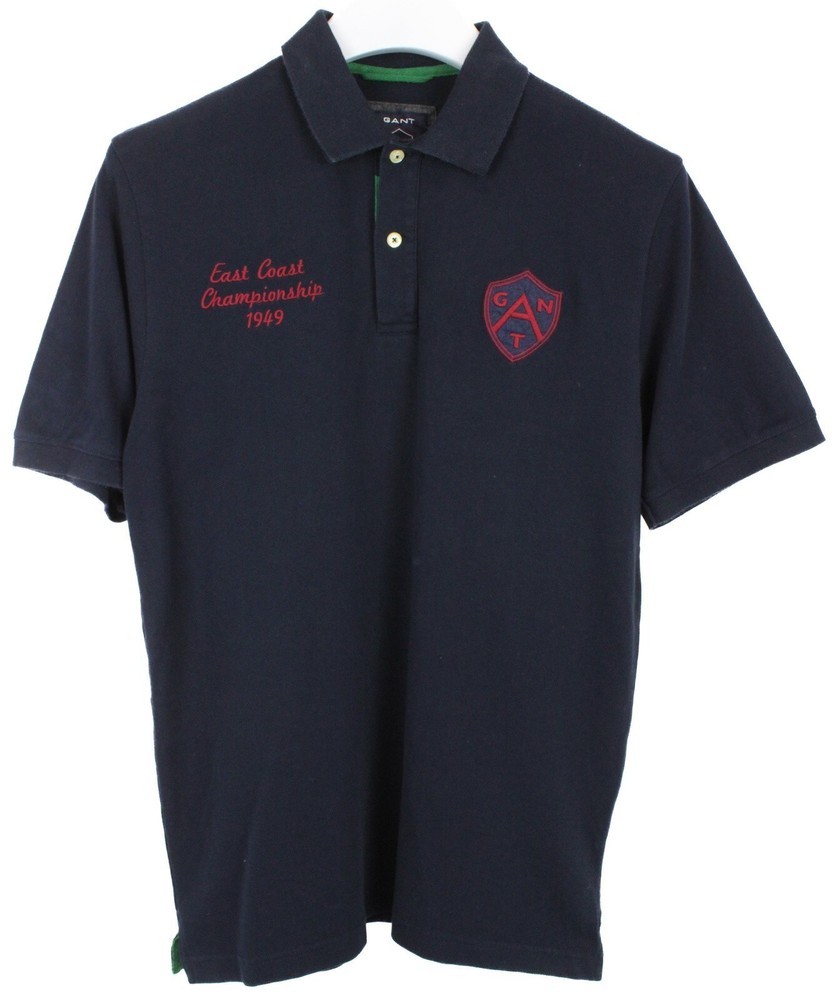 GANT T-Shirt Mens M Short Sleeve Polo Embroidered Dark Blue