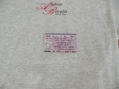 Andrea Bocelli Vintage 2001 World Tour Concert T-Shirt with Program and Ticket