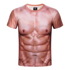 Men’s Strong Muscle Body Print Short Sleeve T-Shirt 3D Digital Printing Tee Tops