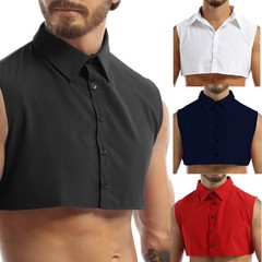 Men Shirt Necklace Collar High Neck Crop Top Solid Color Collared Fashion Pure