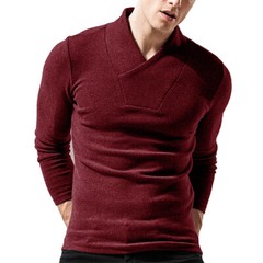 Zonbailon men’s T-shirt solid color warm thickened bottomed shirt long sleeve